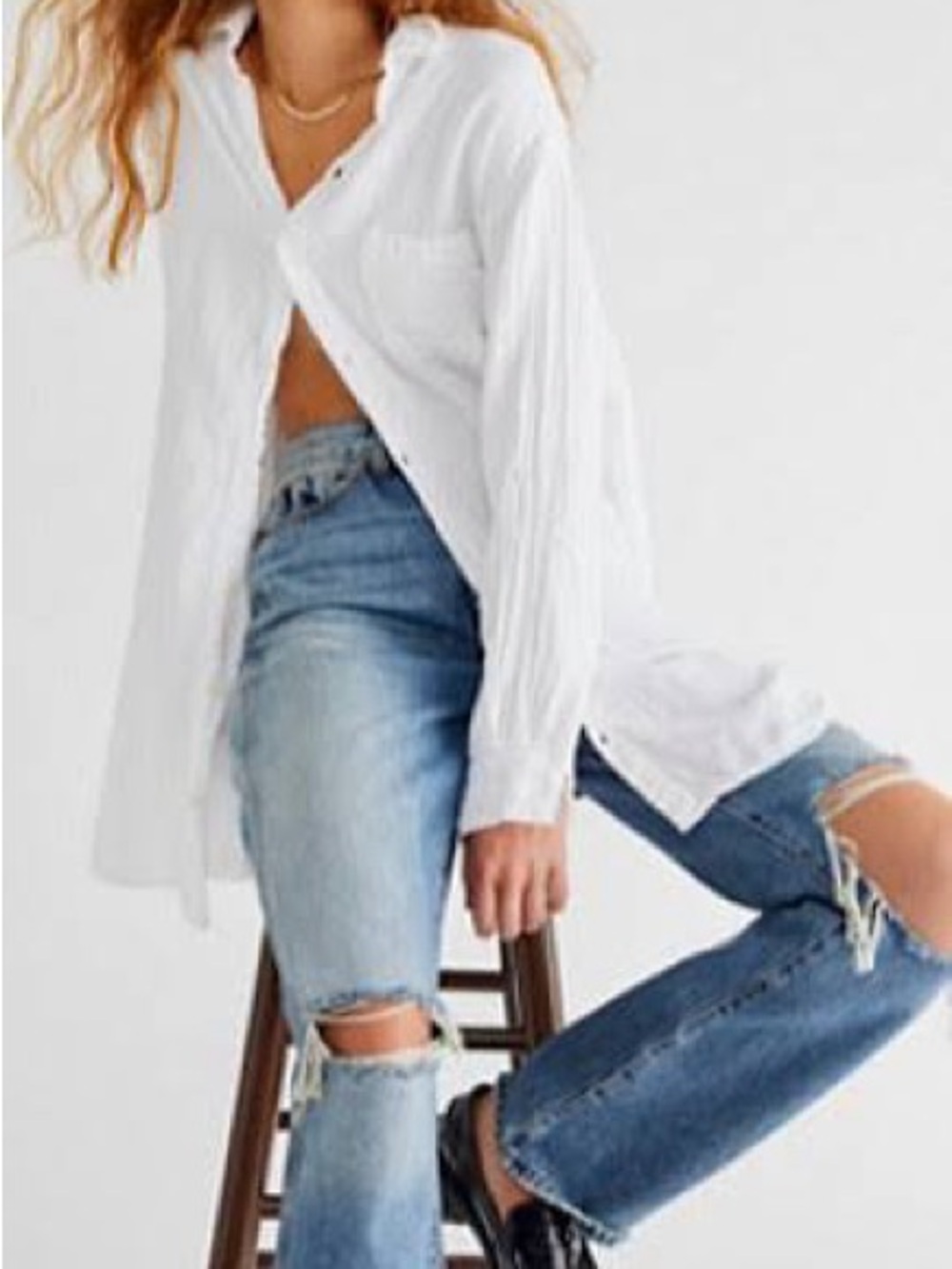 Free People CP Shades Marella Double Cloth Buttowndown Shirt